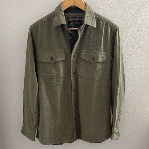 Olive Green Flannel Button Down Shirt